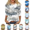 Women's Fashion Casual Round Neck Three-quarter Sleeve Gradient Print T-shirt Top