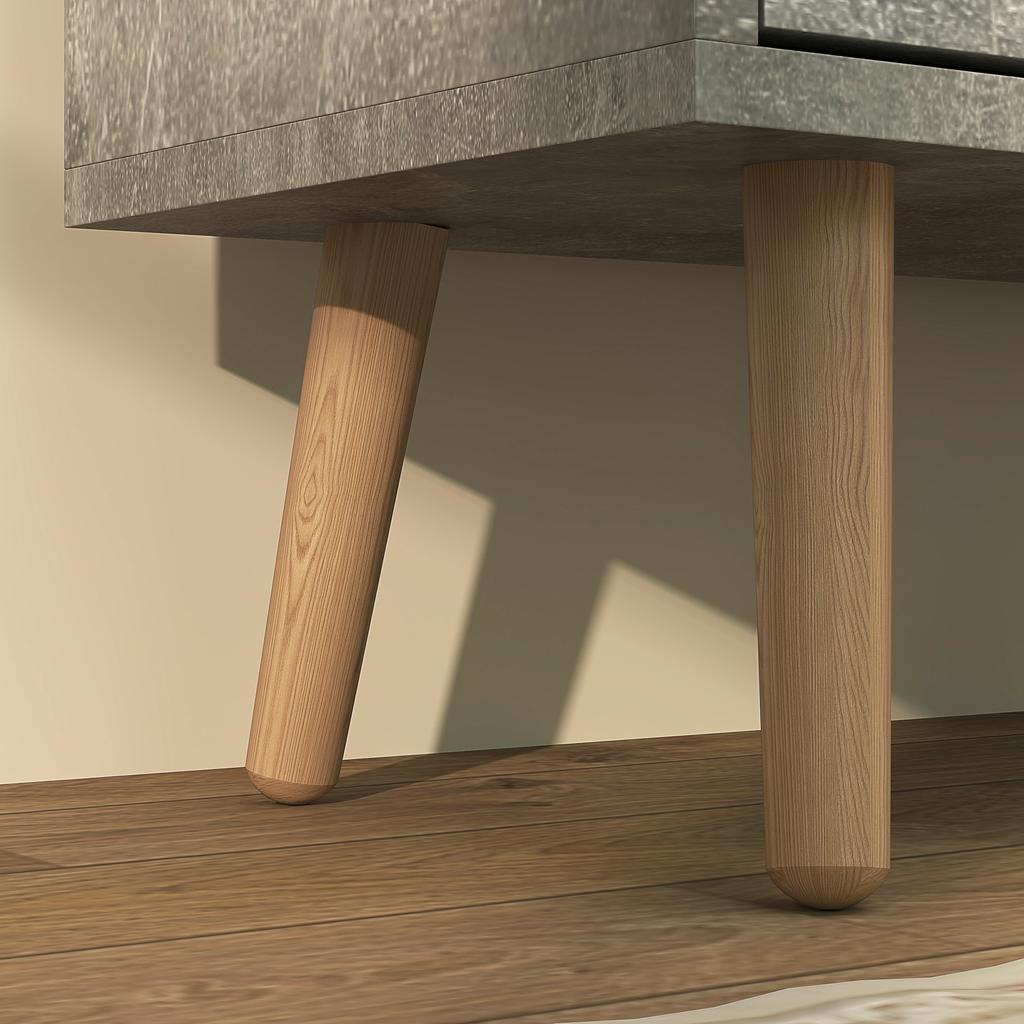 Shoe Cabinet with 4 Flip-Down Drawers on 2 Levels for 16 Pairs, Wooden, 95x26x95 cm, Grey