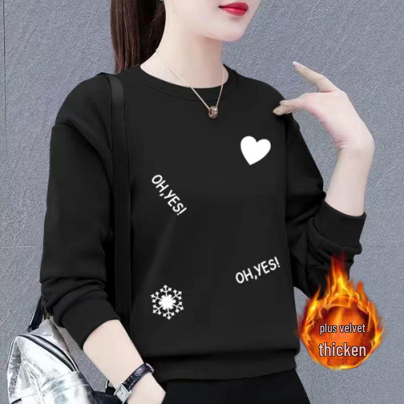 Женская толстовка Huamian больших размеров с бархатной подкладкой - повседневная куртка-пуловер свободного кроя на осень/зиму 2023 года