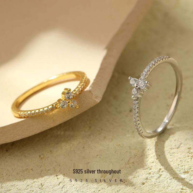 Banyan Tree S925 Silver Diamond Korean Ring - Women's Simple, Versatile Index Finger Jewelry