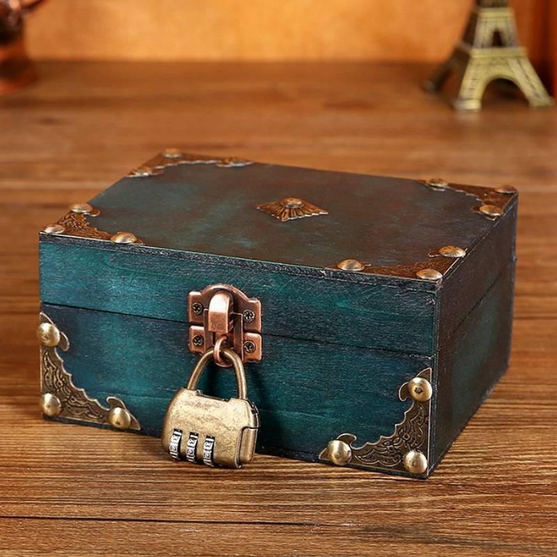 New Chinese Style Wooden Desktop Organizer Box With Lock For Jewelry Storage