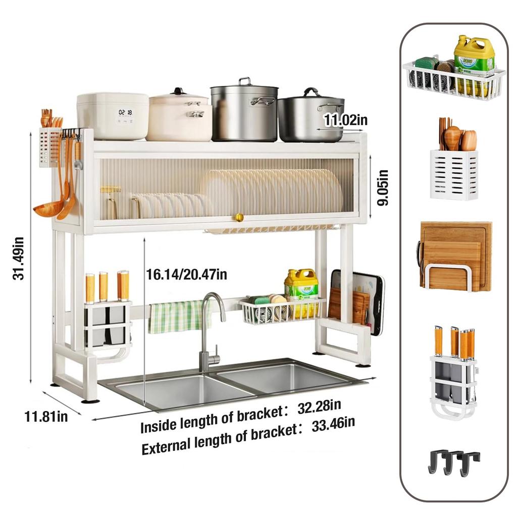Сушилка для сушки посуды над раковиной 3-х уровневая полка для посуды над раковиной для аккуратной полки для кухонной мойки Организованная компактная полка для посуды