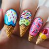 YLW881 Summer Ice Cream Fake Nails 24 Pieces Removable Design for Party and Daily Use