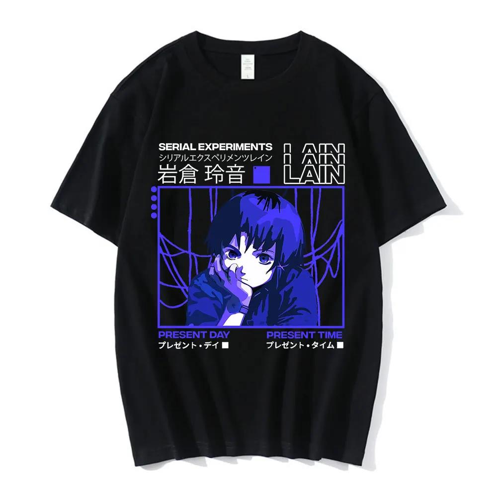 Anime Serial ExperiUnisexts Lain Graphic Print T Shirt Iwakura Unisexga Girl Sci Fi Short Sleeve Fashion Plus Size T Shirt Unisex