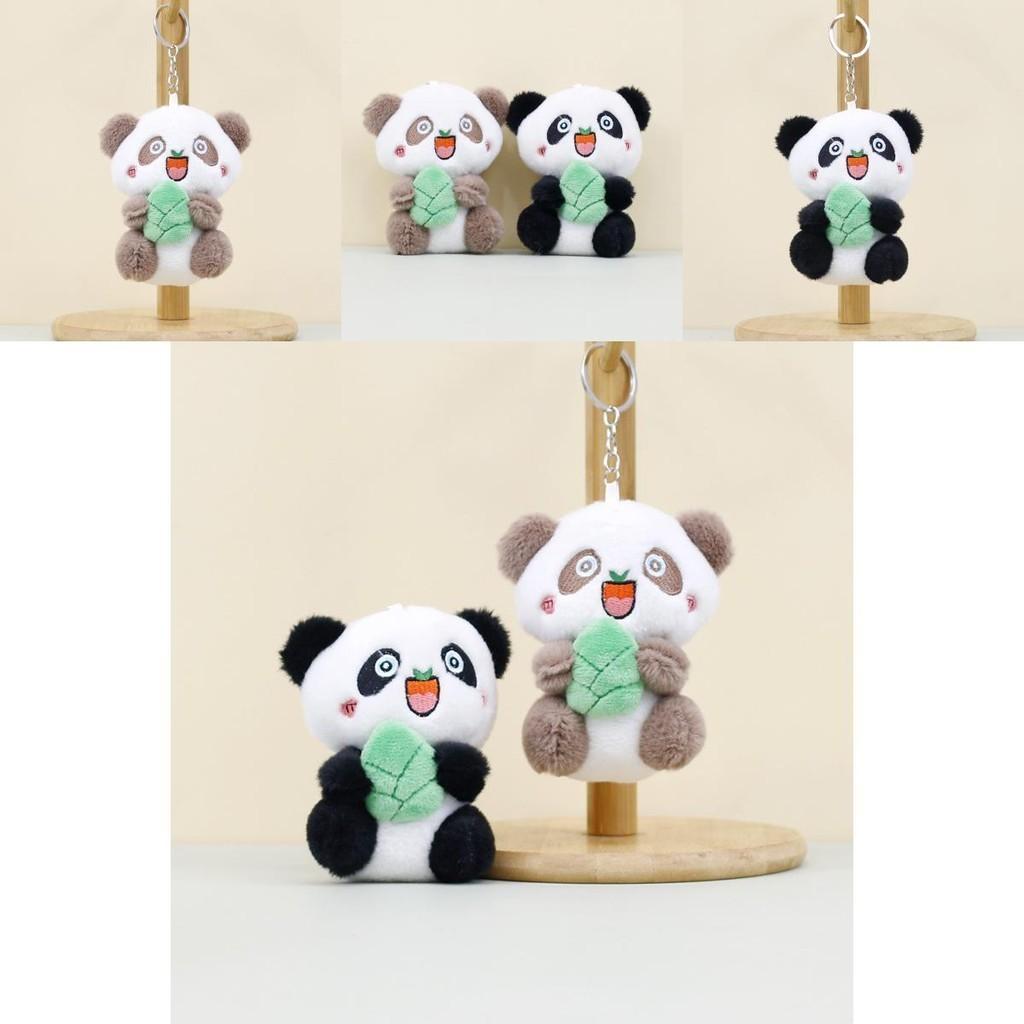 Cute Panda Stuffed Animal Keychain Soft Pp Cotton Plush 12 Cm Black Brown