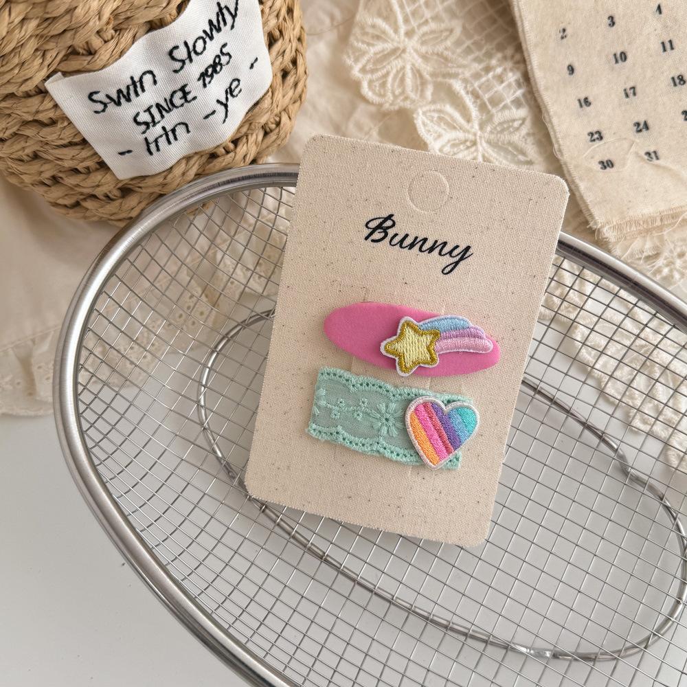 Мультяшные милые заколки для волос с кроликами, тканевые кружевные детские BB-заколки, заколки для волос для маленьких девочек, детские аксессуары для волос, головные уборы, зажимы для волос