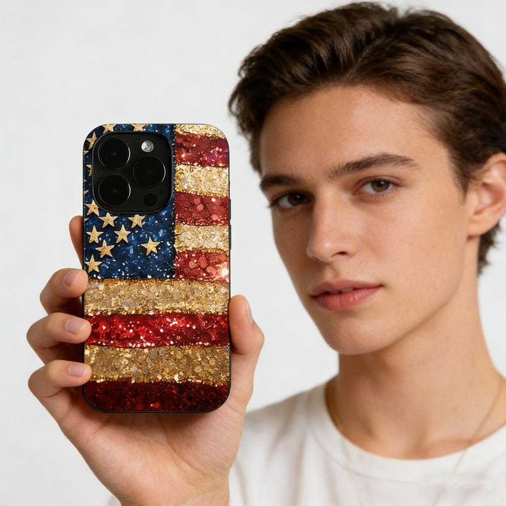 Роскошный чехол для телефона с флагом США для iPhone 17 16 15 Pro Max 14 Plus 13 12 Pro 11 MAX Plus Крутой Креативный Силиконовый Черный Чехол