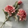 Artificial 3 Head Dahlia Chrysanthemum Bouquet For Wedding Floral Home Decor