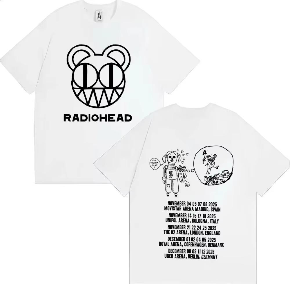 Radiohead Tour 2026 Merch Fashion T Shirts Mens Womens Aesthetic Short Sleeves Harajuku pure Cotton Casual Hip Hop Streetwear