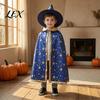 Soft Lightweight Festival Cloak Kids Wizard with Hat for Boys Girls, Halloween Witch Children Birthday Party Dress Up Cape Costume Prop Cosplay