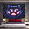 Neon Cat Paw with Starry Glow Pattern Wall Hanging Tapestry Decorative Tapestry Home Decor for Bedroom and Living Room