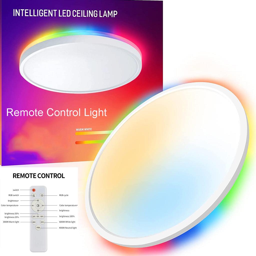 Светодиодный потолочный светильник, красочная круглая RGB подсветка, трехцветный диммер, бесступенчатое затемнение, новый потолочный светильник