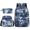 CR7C Kids School Backpack Set With Printed Design - Oxford Fabric Dual-Shoulder Bag Shoulder Pencil Case Grades 5-6