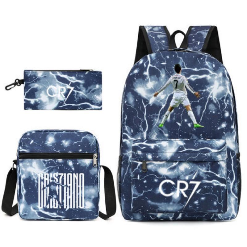 CR7C Kids School Backpack Set With Printed Design - Oxford Fabric Dual-Shoulder Bag Shoulder Pencil Case Grades 5-6