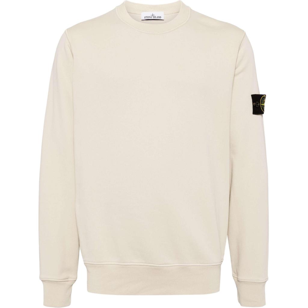 Stone Island Plain Crew Neck Logo Pullover Long Sleeve Sweatshirt Men sweatshirt Beige 811563051-V0097