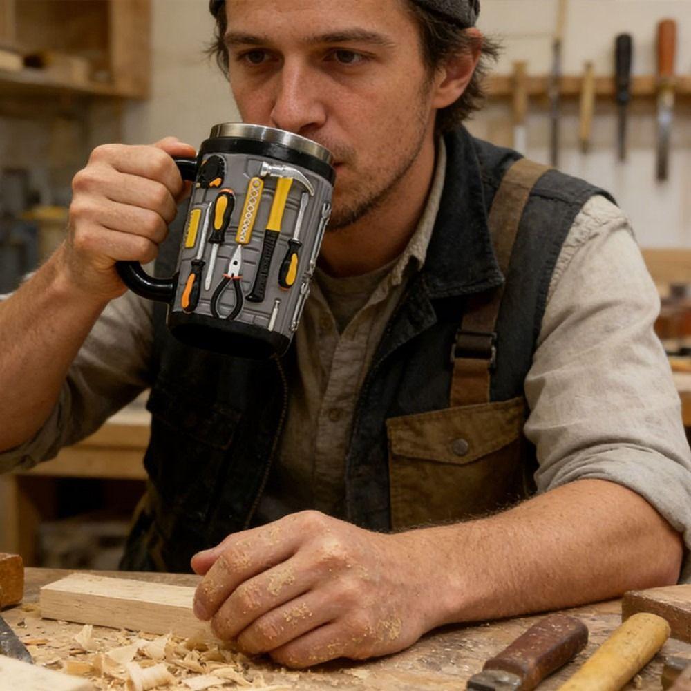 3D Mechanic Mug Stainless Steel Water Cup Funny Toolbox Design Coffee Cup Gifts for Men