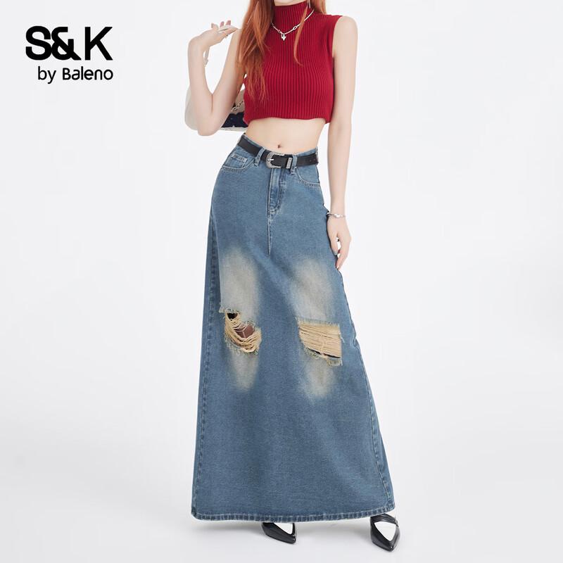 Джинсовая юбка миди Baleno S&K Vintage с потертостями и разрывами