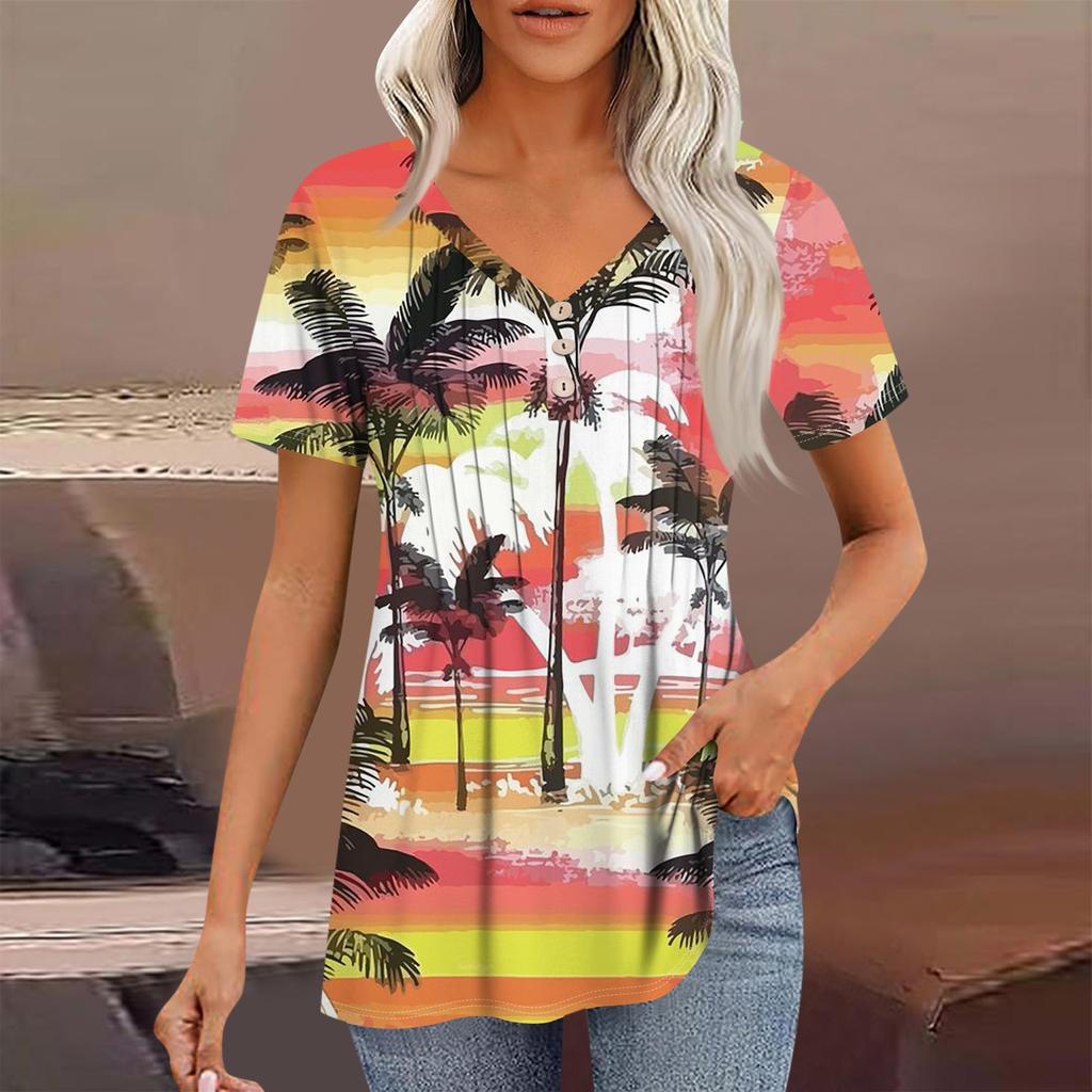 Женские рубашки с короткими рукавами, топы, элегантные повседневные рубашки, топы с V-образным вырезом и плиссировкой