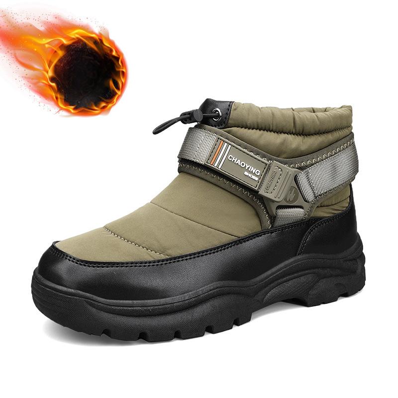 Мужские зимние теплые ботинки для снега, водонепроницаемые ботинки по щиколотку, нескользящие короткие ботинки с меховой подкладкой для мужчин, легкие уличные спортивные ботинки для пешего туризма