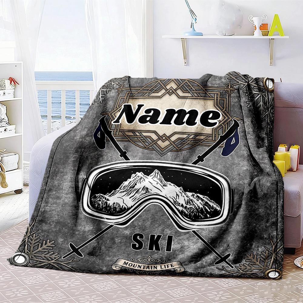 Mountain Life Ski Goggles Customize Your Name Home Blanket Comfortable Soft Lightweight Allseason Multipurpose Blanket For Picnics Sofas Offices Beds
