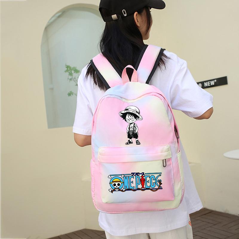 3Pcs/set Anime One Piece Anti-Theft Backpack Casual Daypack with Lunch Bag Pencil Case Back To School Daily Bookbag for Boy Girl Mochila Rucksack