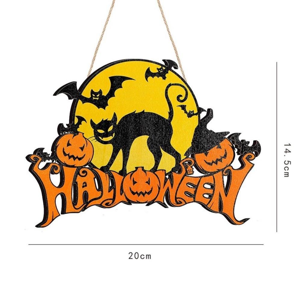 2D Halloween Wooden Sign Spooky Ghost Pumpkin DIY Halloween Wood Ornament with Rope Halloween Welcome Sign Garden Hanging Decor