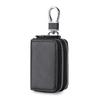 Genuine Leather Double Zipper Car Key Bag with Waist Hanging Key Chain for Men