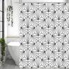 Modern Geometric Abstract Line Art Shower Curtain, Bathroom Decorative Shower Curtain, Waterproof Shower Curtain with Hooks