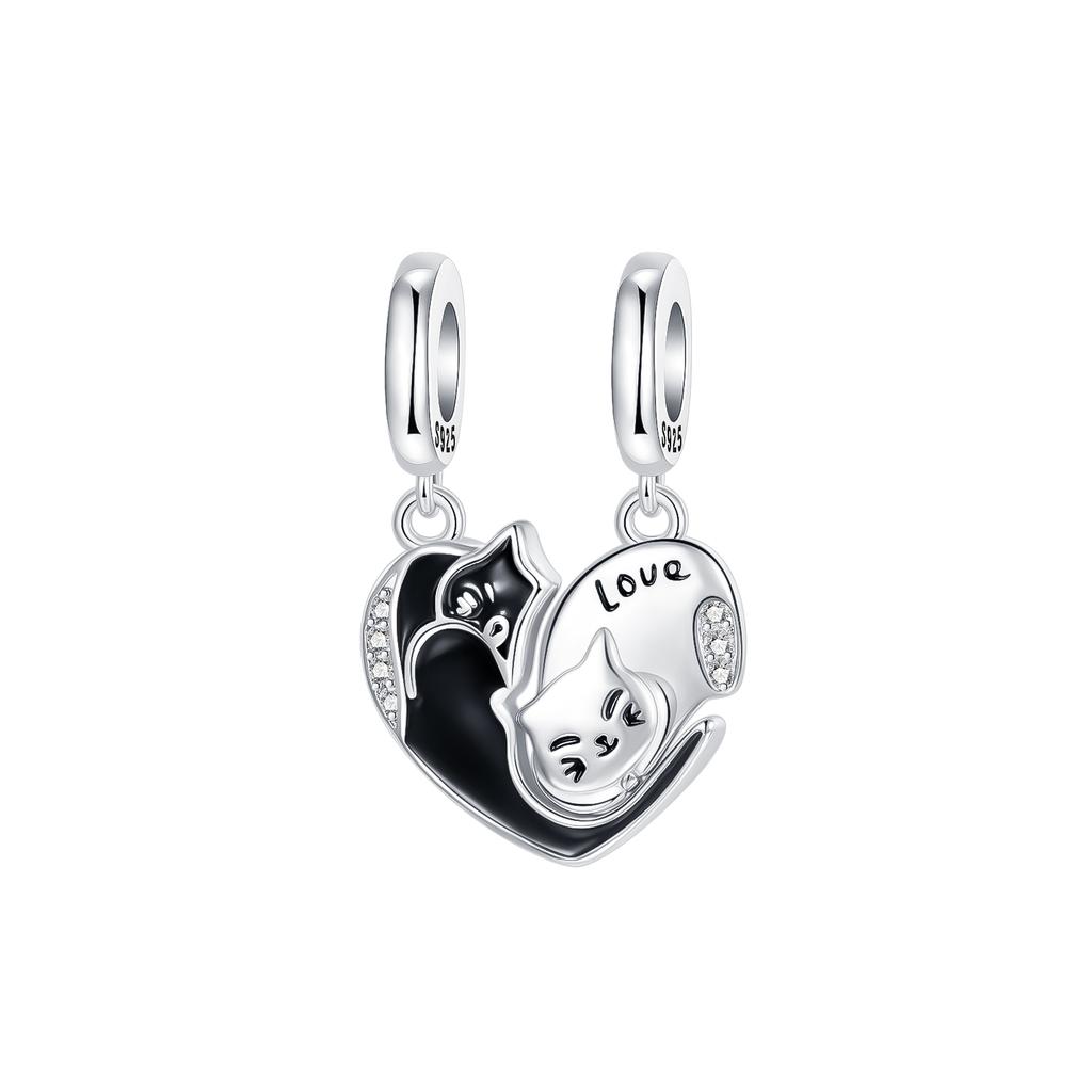 925 Silver Punk Gothic Skeleton & Guitar Charms Rock & Roll Skull Black Cat Beads fit Bracelets DIY Jewelry Gift