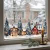 Waterproof Christmas Window Clings Static Adhesive Snowy Village Stickers  Winter Home Decor