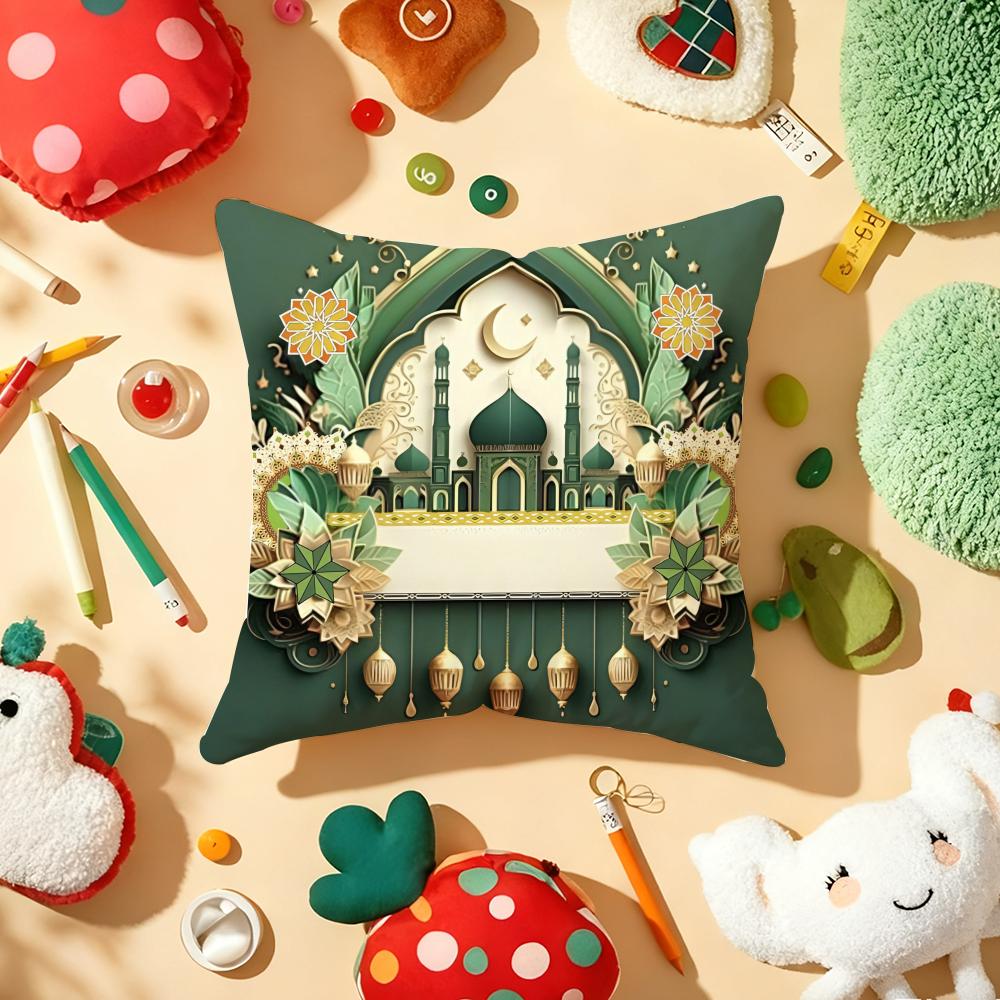 Ramadan Islamic Eid Muslim Halal Cushion Cover Plush Fabric Soft DoubleSided Printed Sofa Warm Winter Home Gift Pillow Cover