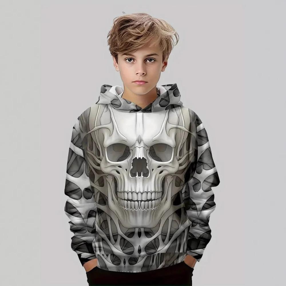 Children's Hip Hop Skeleton 3D Digital Printed Boys' Fashion Hoodie Sweatshirts