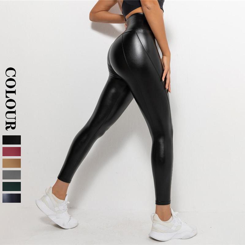 Nessaj Леггинсы из искусственной кожи, эластичные женские леггинсы из искусственной кожи, повседневные брюки-карандаш с высокой талией