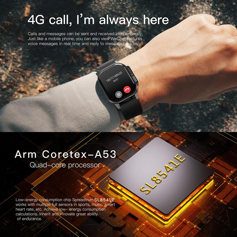 AMOLED экран 2.1 подключаемый GPS упражнения кислород крови HRV мониторинг сердечного ритма 4G телефон часы