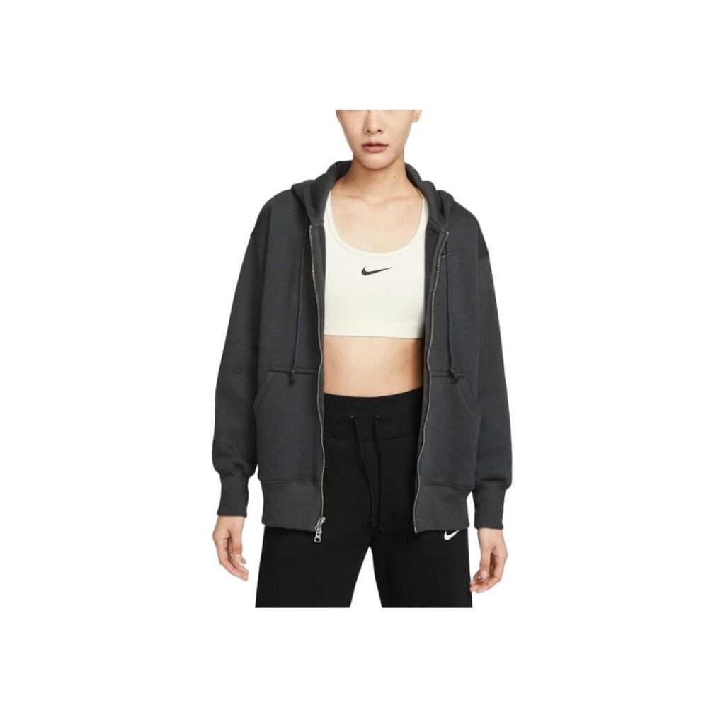 Nike Casual Sports Simple Fleece Warm Hooded Jacket Women Jackets Gray DQ5759-060