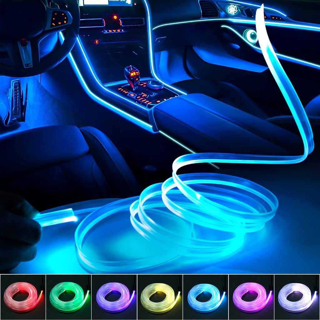 Car Interior Strip Light 4m 12V Remote Control Auto Inside Ambient Light 7Color LED RGB Dash Light Waterproof Car USB Neon Light