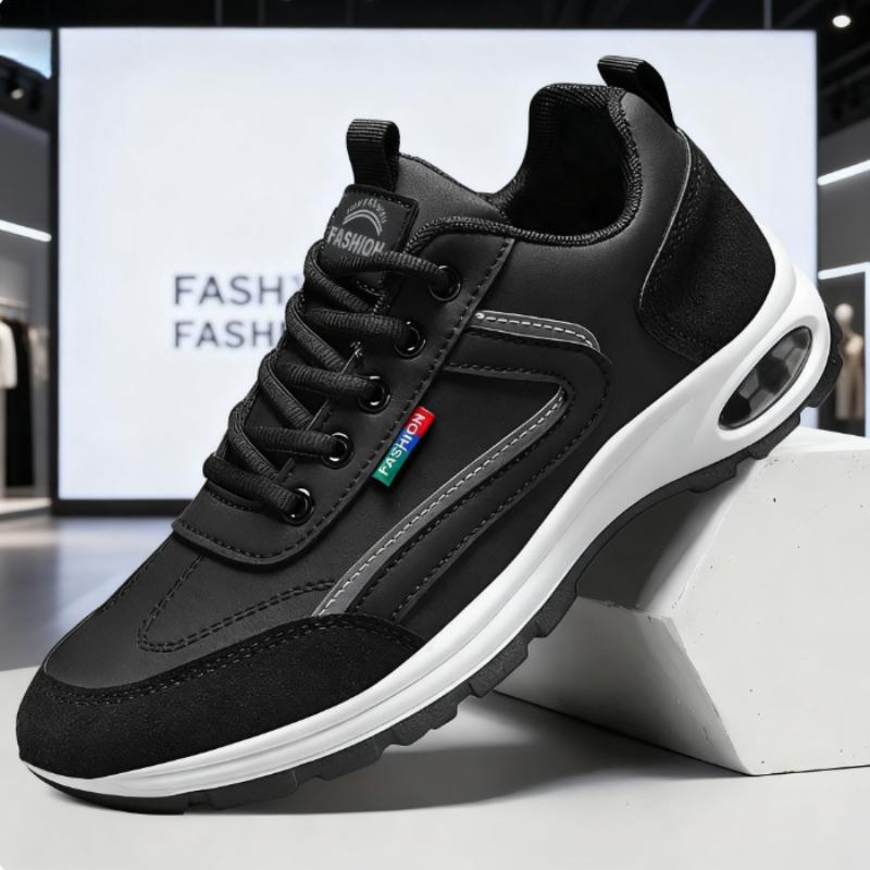 Модные кроссовки для мужчин Нескользящая обувь Замшевая отделка Уличная Универсальная Шнуровка Обувь на платформе Весенне-осенняя Спортивная обувь