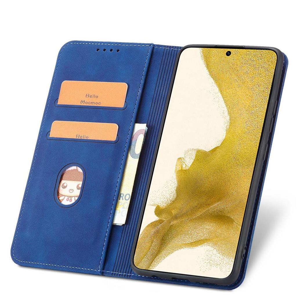 Premium Magnetic Wallet Case for Samsung Galaxy S23 Ultra - Blue Stand Flip Cover