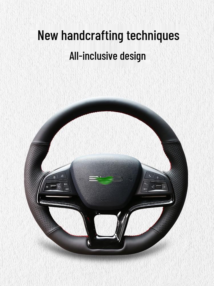Hand-Stitched Steering Wheel Cover for BYD Song Plus/Pro & Qin Plus New Energy Models