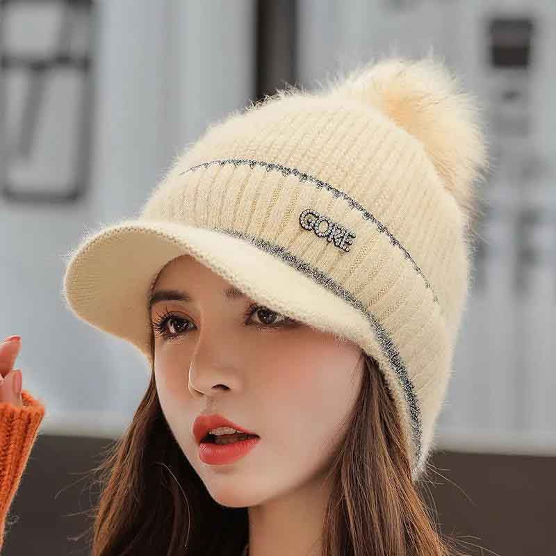 Женские осенние и зимние шапки плюс бархатная теплая шерстяная кепка