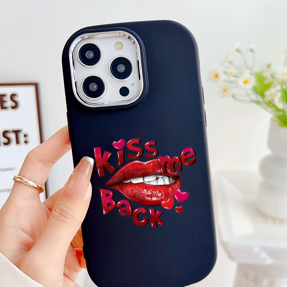 LZ21 Lips Kiss Design Art Soft Phone Case for Samsung S24 Ultra S23 Plus S21 A16 A54 A34 A05s A06 Infinix Hot 40 30i Lens Protection Shockproof Cover