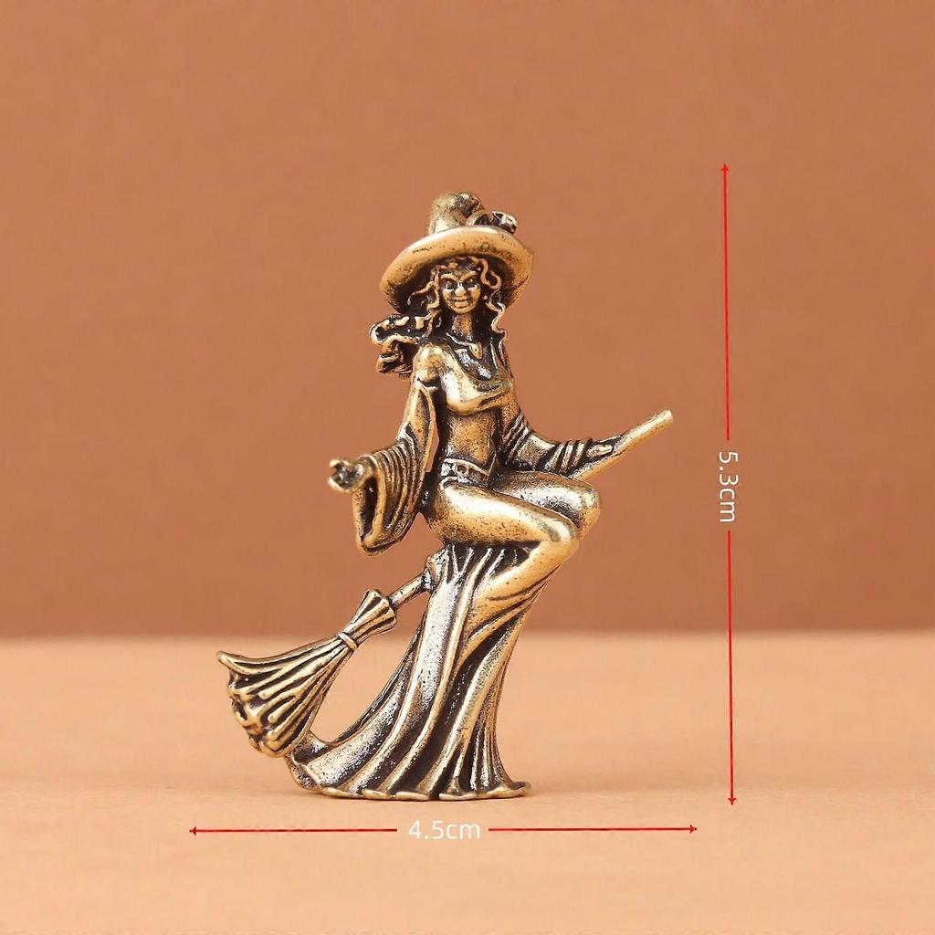 5.3cm Brass Witch Figurine  Creative Brass Ornament for the Living Room