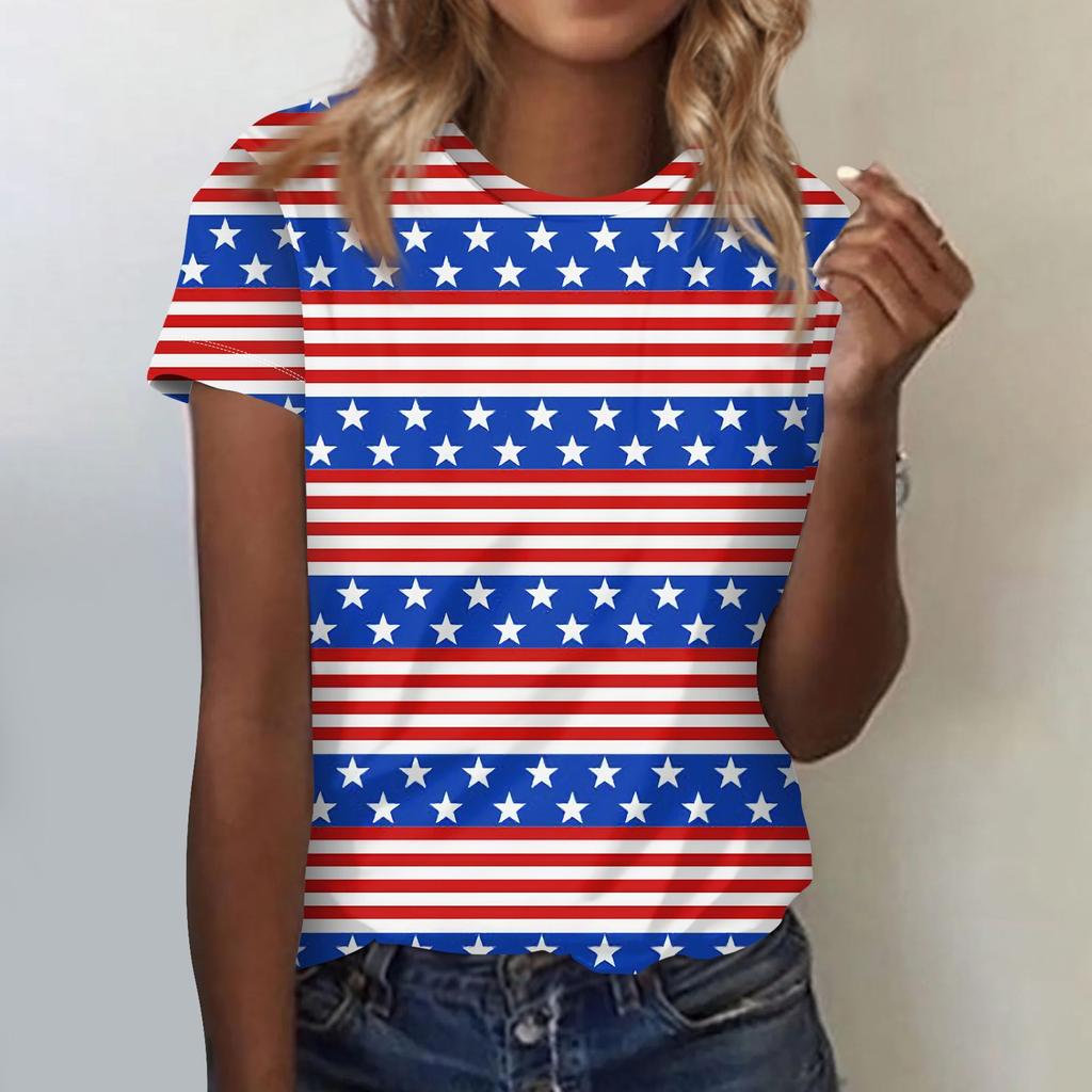 Women's Casual Independence Day Print Short Sleeve Top