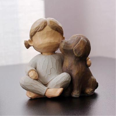 Креативная фигурка ангела и собаки из смолы – Домашний декор, скульптура, украшение