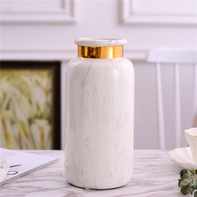 Керамическая ваза с золотым мрамором, скандинавская гостиная, ваза для сушеных цветов, украшение для дома, офисные настольные украшения
