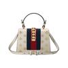 Gucci Sylvie Gold Buckle Bee Star Pattern Striped Web Leather Crossbody Bag Women bags White 470270-DJ2SG-8963