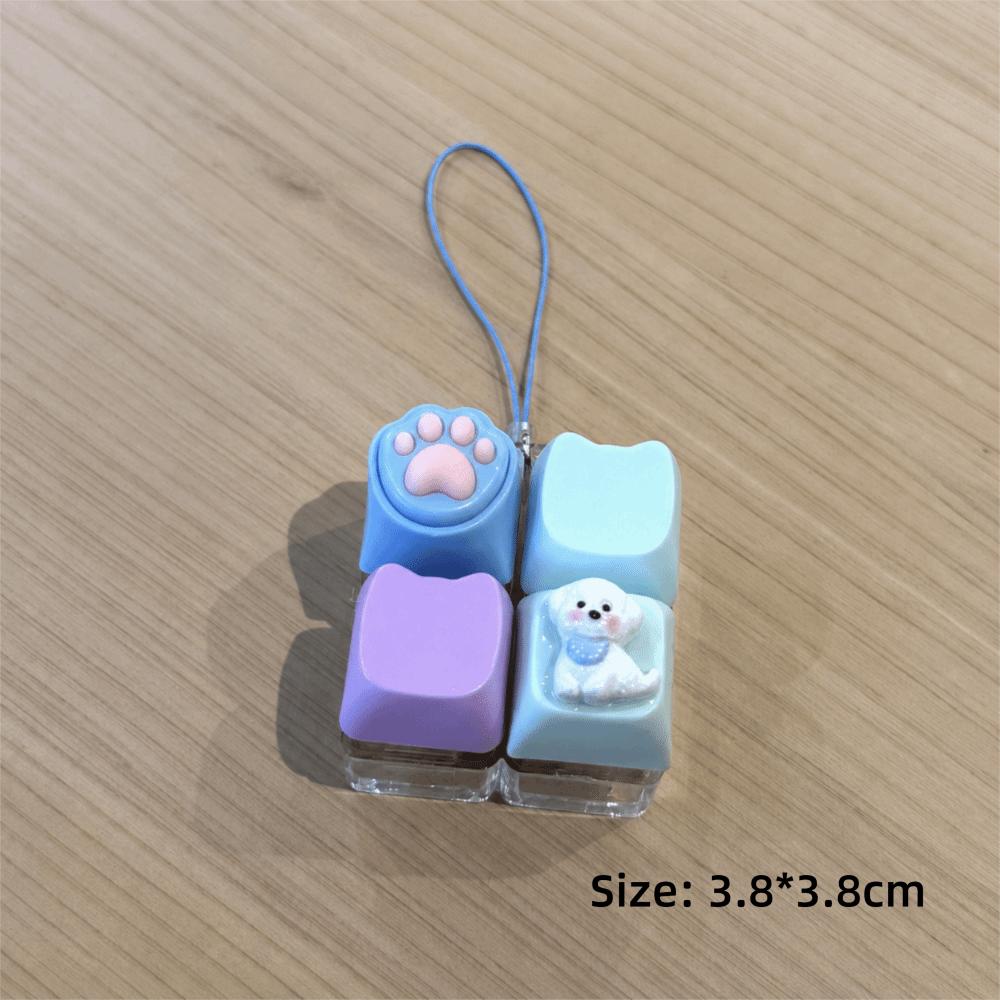 Plastic Fidget Buttons Pendant Cat Paw Fidget Clicker Keychain Pass The Boring Time