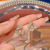 Korean New Fashion Cute Earrings Women's Jewelry Simple Triangle Rhinestone Inlaid Ear Stud Accessories