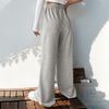 Women's Spring and Autumn Pant Casual Elastic V High Waist Splicing Wide Leg Pants