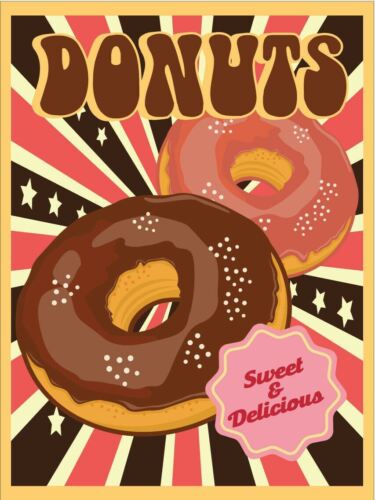 Donuts Sweet And Delicious Vintage Retro Metal SignAluminum